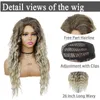 Ash Blonde Wig Synthetic Long Curly Hair Wigs for Women Fluffy Hairstyle Wave Ombre Wig Costume Carnival Party Regular Curly Wig 231227