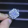 حلقات الكتلة Hoyon Imitation Moissanite Zircon 18K الذهب الأبيض لون المرأة الخاتم الخاتم الزفاف Anillos de Mujer المجوهرات هدية