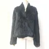 Tricoté réel manteau de fourrure de lapin mode hiver à manches longues chaud hiver véritable veste de fourrure femme 231226