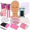 Training Eyelashes kit False Eyelashes Extension Mannequin Head Practice Exercise Kit Tweezers Brush Eye Lashes Graft Supplies 231227