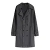 Trench-Coat en Nylon à Double boutonnage pour hommes, mi-long, tendance, coupe ajustée, manteau en laine décontracté pour hommes, 231226