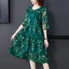 Duża wielkość haftowa sukienka kwiatowa żeńska letnia wysokiej klasy temperament panie luźne luksusowe szaty startowe Y1568 231226