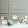 Bakeware Tools 3ft Tall Gold Metal Hanging Dessert Display Centerpiece With Jute Rope Cake Stand Swing