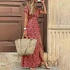 Boho Summer Long Robe for Women Elegant Evening 2023 Vestidos de Mujer robes robe Femme décontractée Maxi Short à manches courtes 231227