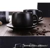 Mugs Ceramic Tea Cup With Saucer Coffee Black Pigmented Porcelain Set Premium Luxury Business Office Mug