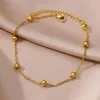 Anklets for Women Summer Foot Leg Bracelets Beach Accessories 14k Yellow Gold Bead Chain Anklet Aesthetics Jewelry Birthday Gift