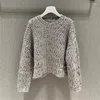 Kvinnors tröjor Spring Autumn Hollow Out PEBSIDE KNIT PUCKOVER Kvinnor Märke O Neck Cashmere Ulltröja Högkvalitativ Mohair Knitwears H649