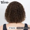 Trueme Short Curly Bob Human Hair WigsハイライトJerry Curly Wig with Bangs Colored Brazilian Deep Curly Non Lace Wig for Women 231227