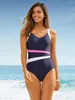 Porter Seashy One Piece Striped Swimsuit Femmes Classic Plus Size Swimwear Minming Push Up Bathing Fissure Summer Swimming Beachwear S ~ xxl