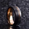 TIGRADE Men Tungsten Black Rose Gold Line Brushed 8mm Wedding Band Engagement Ring Men's Party Jewelry Bague Homme Q1218262p