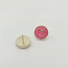 2023 Luxury quality Charm round shape stud earring with pink color in 18k gold plated have box stamp PS7509A319s