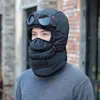 Chapéu de caçador térmico de inverno com óculos Ciclismo de inverno Chapéu de bombardeiro à prova de vento com máscaras Proteção de orelha de óculos 231227