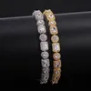 Mens 18KT Gold Filled Iced Baguette Diamonds Pulseira 8mm Bling Bling Pulseiras com Fecho Fechado Pulseiras de Zircão Cúbico Hip Hop J242f