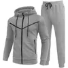 Men's Tracksuits Fashion Waffle Hooded Sweatshirts And Pants Men 2023 Fall Casual Loose Two Piece Sets For Mens Clothing Outdoor Suits