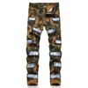 Jeans masculin McIkkny Men Hop Hop Camouflage Pantalon décontracté avec patchs Streetwear Straight Denim Panters Slim Fit