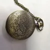 Pocket Watches Bronze Hollow Sun Design Quartz Watch Men Women Necklace Pendant Clock Antique Style Gift Timepiece