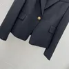 Femmes Classic Wool Black Blazer Coat Office haut de gamme Bouton Single Bouton Veste Slim 24 Vêtements solides de piste de début de printemps 231227