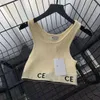 Designer Cl1ne Modekleidung Tanktops Strickweste Pullover T-Shirts Gestreifte Buchstaben-Ärmellose Damenoberteile aus Strick