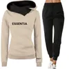 Женские спортивные костюмы Essentialls Hoodie Два куска 2 часа женщина набор женских пота костюмов для бега костюма с длинным рукавом спортивная одежда S-XXXL