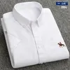 Herrklänningsskjortor 2024men's broderade polo kortärmad skjorta Oxford Spun Pure Cotton Thin Casual Slim Montering Half for Men