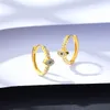 Pendientes con forma de ojo S925 Micro Set de plata con circonita chapada en oro de 18 quilates Pendientes con clip para las orejas Moda europea Pendientes para mujer Joyería Fiesta de bodas Regalo del día de San Valentín SPC