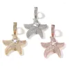 Pendant Necklaces Iced Out Starfish Bling 3 Colors CZ Stone For Men Women Charm HipHop Jewelry Gift