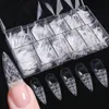 500pcClear Glaze Fake Nail Tips Square Stiletto Coffin Press on Full Cover False Art Capsules for Set LA1989 231226