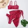 Costume da bagno da donna Costume da bagno da donna Farfalla da donna Bikini coreano diviso Stampa Mesh Tre costumi da bagno in 3 pezzi Costumi da bagno per ragazze