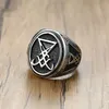 Vantage Silver Color Signet Sigil of Lucifer Ring for Men Seal of Satan Occult Mane Jewely313e