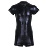 Mens Sexy Pu Leather Bodysuit With Zipper Panties Man Sexy Jumpsuit Bodysuit Clubwear Leotard Exotic Lingerie Gay Sexy Clubw 231226