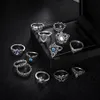 13 Pçs / set Sterling Silver Fire Opala Anéis Natural Gemstone Moonstone Casamento Noivado Jóias Presente para Women340W