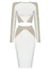 Suits 2021 New Women's Sexy Hit Color Longsleved Stitching Side Zipper Bodycon Bandage Twopiece Set Celebrity Party Club Suit