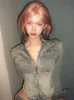 Y2K Fashion Korea Grunge Washed Denim Woman Long Sleeve Short Jacket Slimming Zipper Streetwear 90s Autumn Winter Top Outerwears 231227