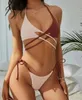 Bademode ZAFUL Shell Verziert Neckholder Bikini Set Frauen Badeanzug Bademode Sexy Bralette Cut Out Biquini Weibliche Hohl Solide Badeanzug Y08