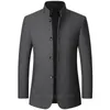 Autumn/Winter Woolen Coat British Style Solid Mid-Length Men Wool Woolen Jacket Men Coat Business Overcoat Male 231226