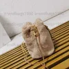 10a exklusive Woolskin Mini -Kettenbeutel Super weicher Eimer -Beutel Designer -Beutel Frauen Totes echte Leder -Modebags Handtasche Umhängetasche 9*9,5*6 cm