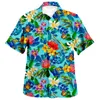 Camisas casuales para hombres Rana Impresión 3D Camisa colorida Playa Hawaiana Verano Manga corta Fiesta de vacaciones Ropa de calle de gran tamaño Chemise Homme