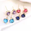 10Pairs Dainty Female Rainbow Crystal Stone Earring Charm Gold Color Small Stud Earring Cute Heart Zircon Wedding Earrings 231227