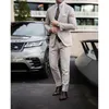 Abiti da uomo Moda Beige Per uomo Formale Business Blazer Matrimonio Sposo Smoking 2 pezzi Set Giacca Pantaloni Terno Masculino