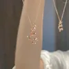 Colares de pingente de luxo cristal estrela árvore de natal colar para mulheres moda prata cor clavícula corrente festa jóias presente