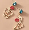 Stud 6 Pair /Lot Jewelry Fashion Retro Human Body Contour Alloy Texture Abstract Figur Offline Earring