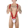 CLEVER-MENMODE Men's Sexy Bodysuit Christmas Snowman Cosplay V-shaped G-string Mankini Fetish Costume Flirting Clothing 231226
