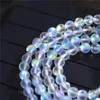 Halsband KO40G5 AURA GLASS Pärled Stretchhalsband för kvinnor Girl Luminous Bead 8mm Round Matte Mystic Quartz Glowing Jewellry Moonstone