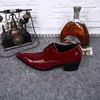 Robe chaussures hommes talons hauts noir rouge cuir verni peau de crocodile Oxford pour hommes bout pointu mâle Buty Meskie