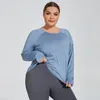 Lu Plus Size Louge Hip Yoga Longed Lleeved Shirt Net Hole Beauty Backpage Long Sleeve Top Litness Top