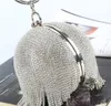 Women Diamond Clutch Evening Bag Bridal Wedding Round Ball Crystal Bags Tassel Purse Fashion Tote Handbag Shining Crossbody Bag9446608