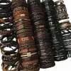 Whole lots bulk Random 50PCS 30pcs Lot punk men's leather bracelets femme pulseras bileklik couple bracelet men jewelry W227E