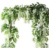 2M Wisteria Artificial Flowers Vine Garland Wedding Arch Dekoracja Fałszywe rośliny liście rattan tartę faux kwiaty dekoracje domowe 9554543