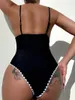 Women's Swimwear Sexy V Neck Backless Padded Women One Piece Swimsuit Female High Leg Cut Monokini Bather Bathing Suit Swim K4968