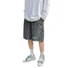 Män shorts leopard tryck män mode hip hop sommar casual lös streetwear sweatpants punk cool hipster ungdom